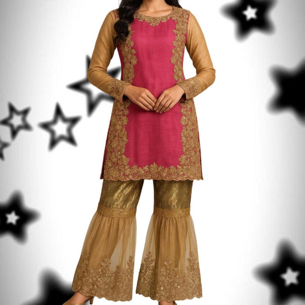 Brand New Hot Pink and Gold outfit